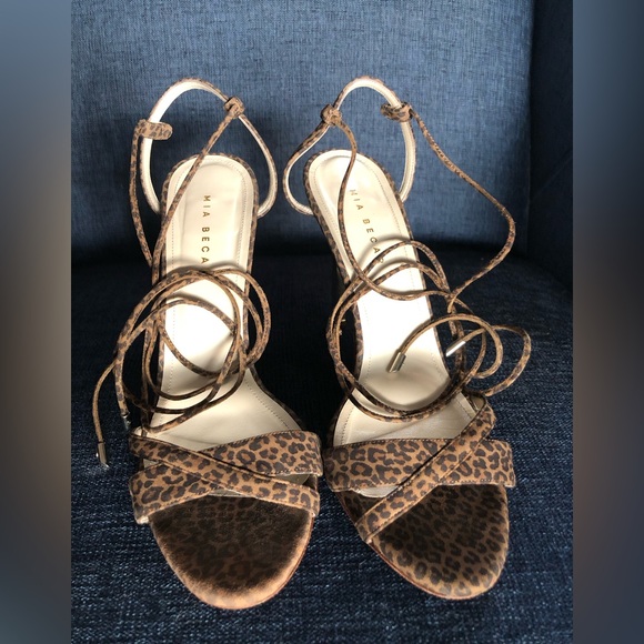 Mia Becar Animal Print Suede High Heel Lace Up Sandals size 39 US 9 - Picture 13 of 13